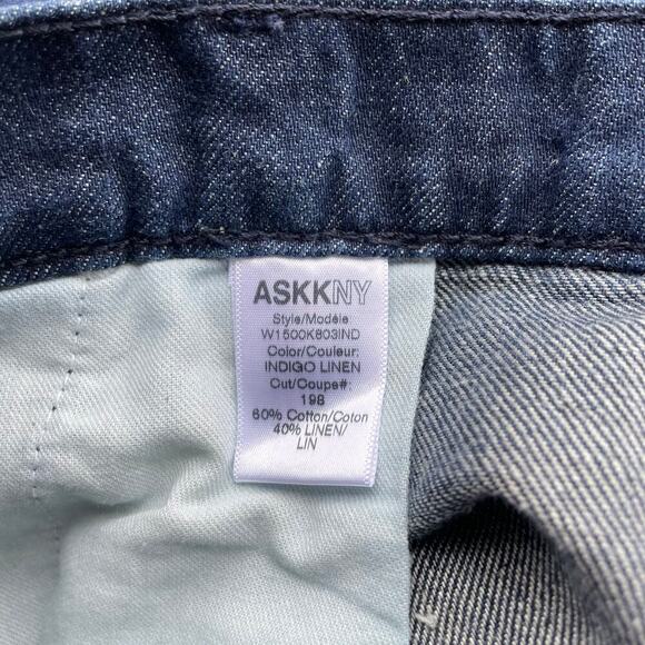 ASKK NY Denim Trouser Wide Leg Indigo Linen Cotton Blue Size 34 NEW - Picture 10 of 11